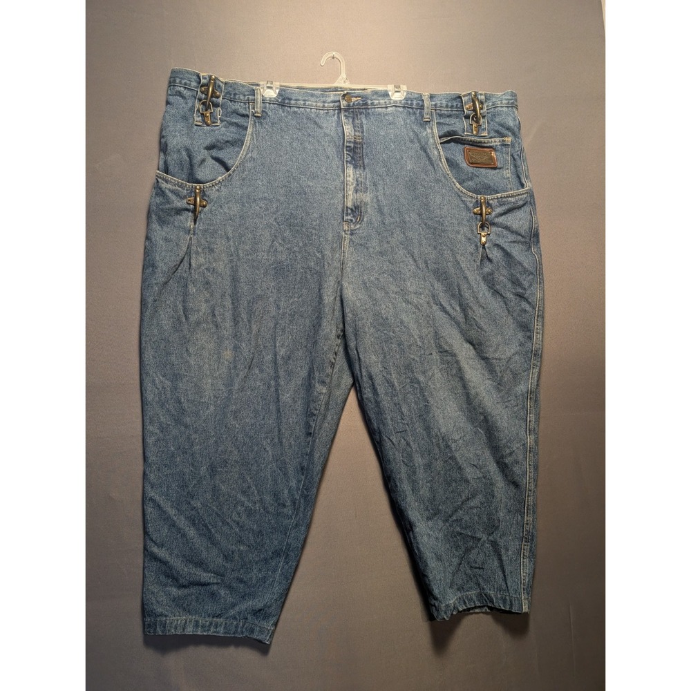 Vintage PACO Sports Mens 58 Blue Denim Jeans Medium Wash Clasp Pocket 56x26